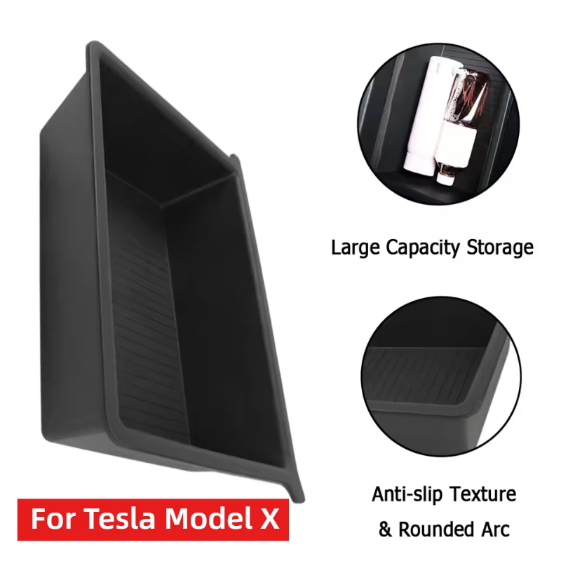 For Tesla Model X Front Underseat Storage Box Car Seat Push Pull Drawer TPE Hidden Storage Boxes Car Interior Accessories 2024