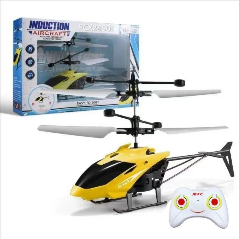 Induction Two-Way RC Helicopter Rechargeable, Anti-Drop Electric Luminous Aircraft Model for Indoor Hover