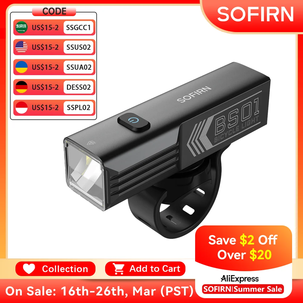 

Sofirn BS01 Bicycle Light IP65 Waterproof 2000LM Bike 5000mAh Battery Flashlight USB Charging Brightness Adjustment MTB Light