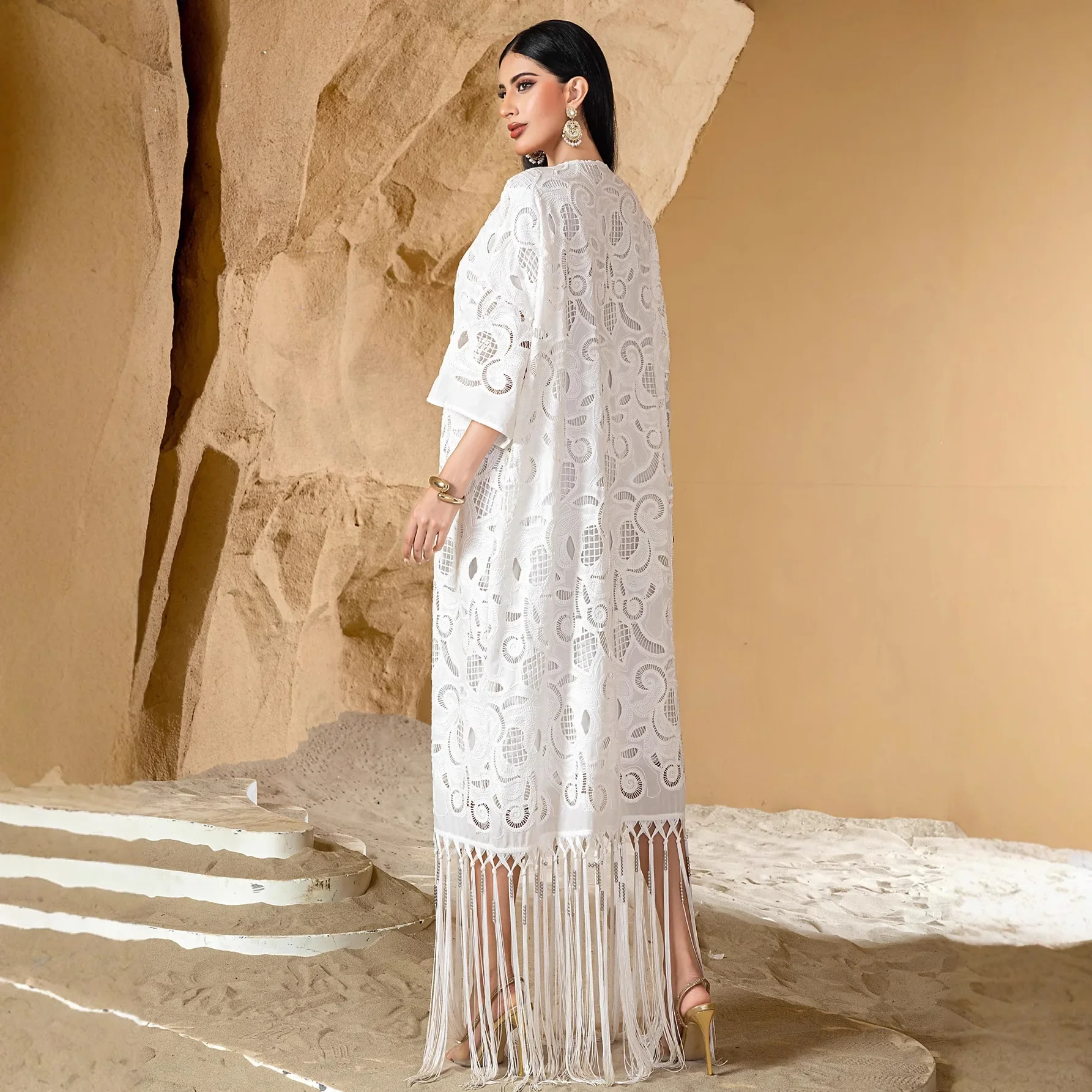 White Embroidery Abayas Women Elegant Muslim Dress Dubai Abbayas Morocco Kaftan Eid Djellaba African Boubou Robe Islam Jalabiya