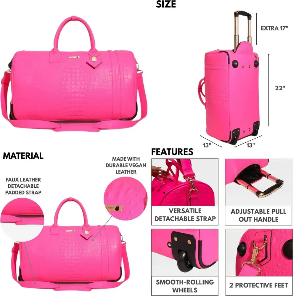 

Large Rolling Duffle Bag with Wheels, Carry-On Luggage for Travel, Gym, Sports, Daily Use, Weekend Trips, All-Purpose Storage