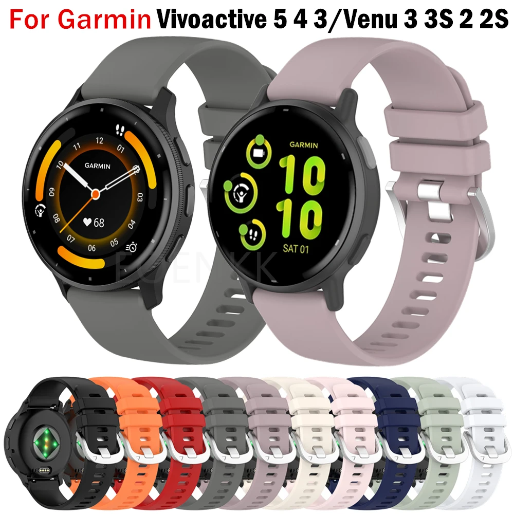 18mm 20mm 22mm Silicone Strap For Garmin Vivoactive 3 5 4 4s Band Watch Venu 3 2 2s 3s SQ Forerunner 255 255s Bracelet Wristband