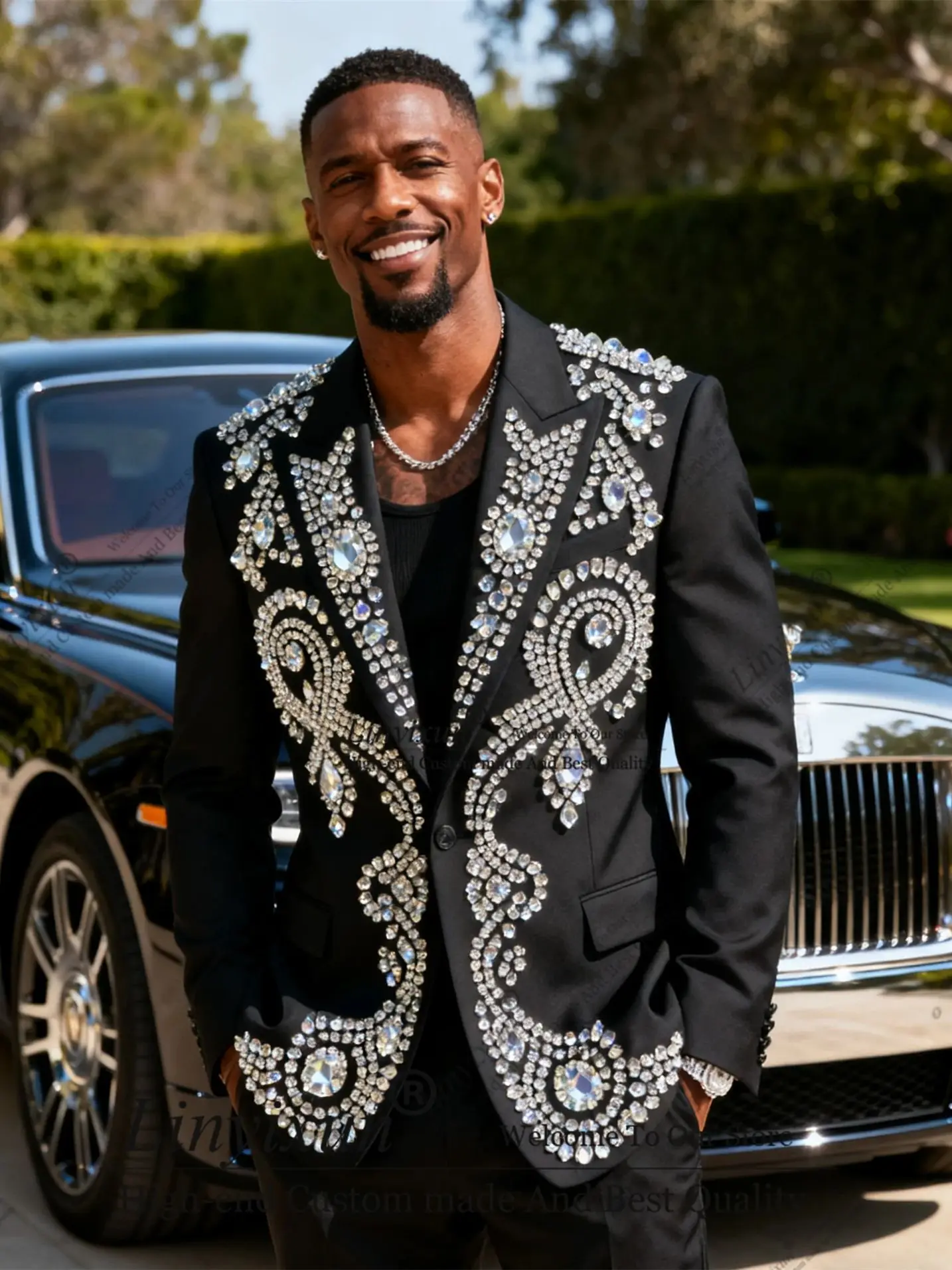 

Блестящий дизайн, орнамент, стразы, мужские костюмы, комплекты из 2 предметов, мужские пиджаки для жениха, формальные тонкие свадебные смокинги по индивидуальному заказу, Ropa hombre