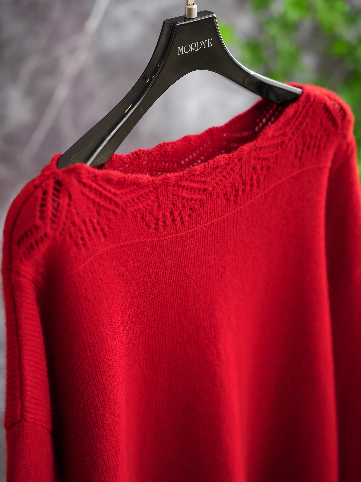 

Ele Red Woolen Knitted Sweater Hollow out One oulder Design Cisas New Year Warm Soft Sle Commute Loose Fit Ladies