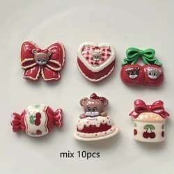 10pcs Vintage Bear Cake Dessert Series DIY Resin Fridge magnets Mixed Assortment for Phone Case Embellishments