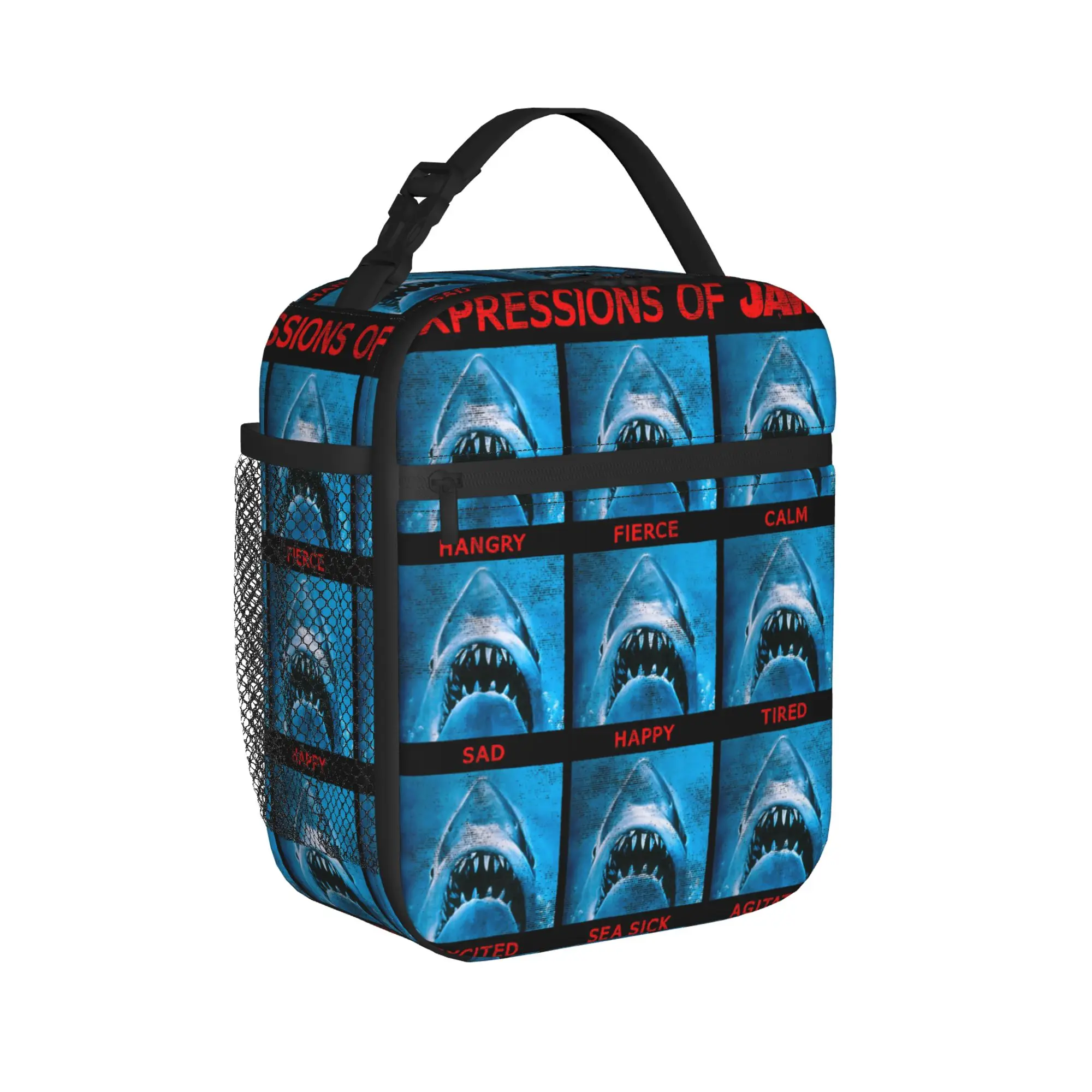 Jaws The Expressions Of Jaws Photo Grid Panel Lunch Bag Funny Lunch Box For Women Cooler Bag Oxford Thermal Tote Handbags