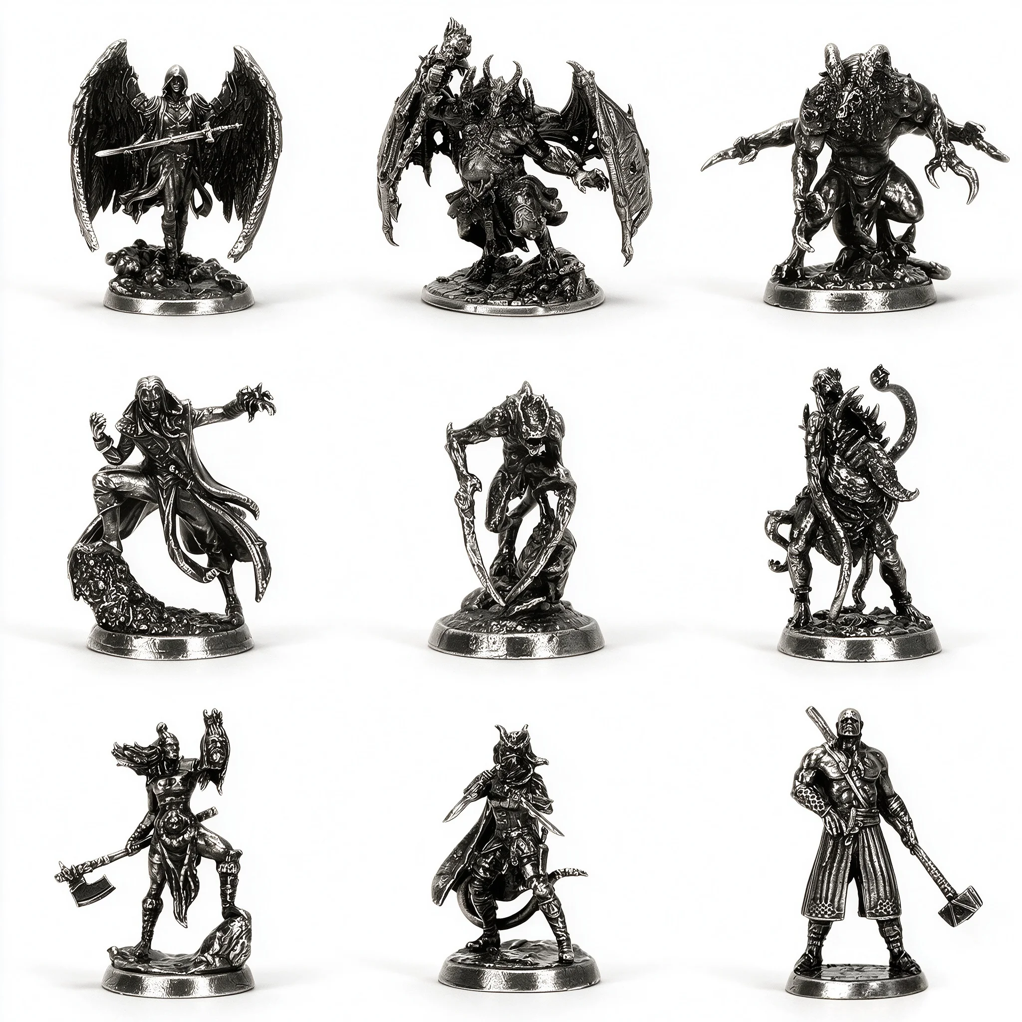 Dragonfire Legend White Brass Miniature Vintage Metal Sculpture Desktop Decor Model Set Painted Board Game Character Figurine