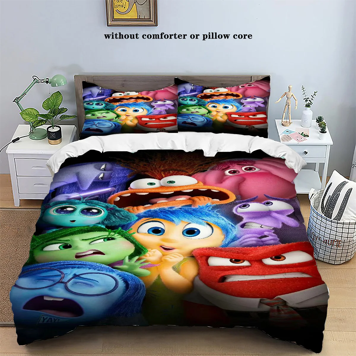 Disney Anime Inside Out 2 Home Bedding 3-Piece Cute Cartoon Comfortable Duvet Cover Pillowcase Children Adult Full Size