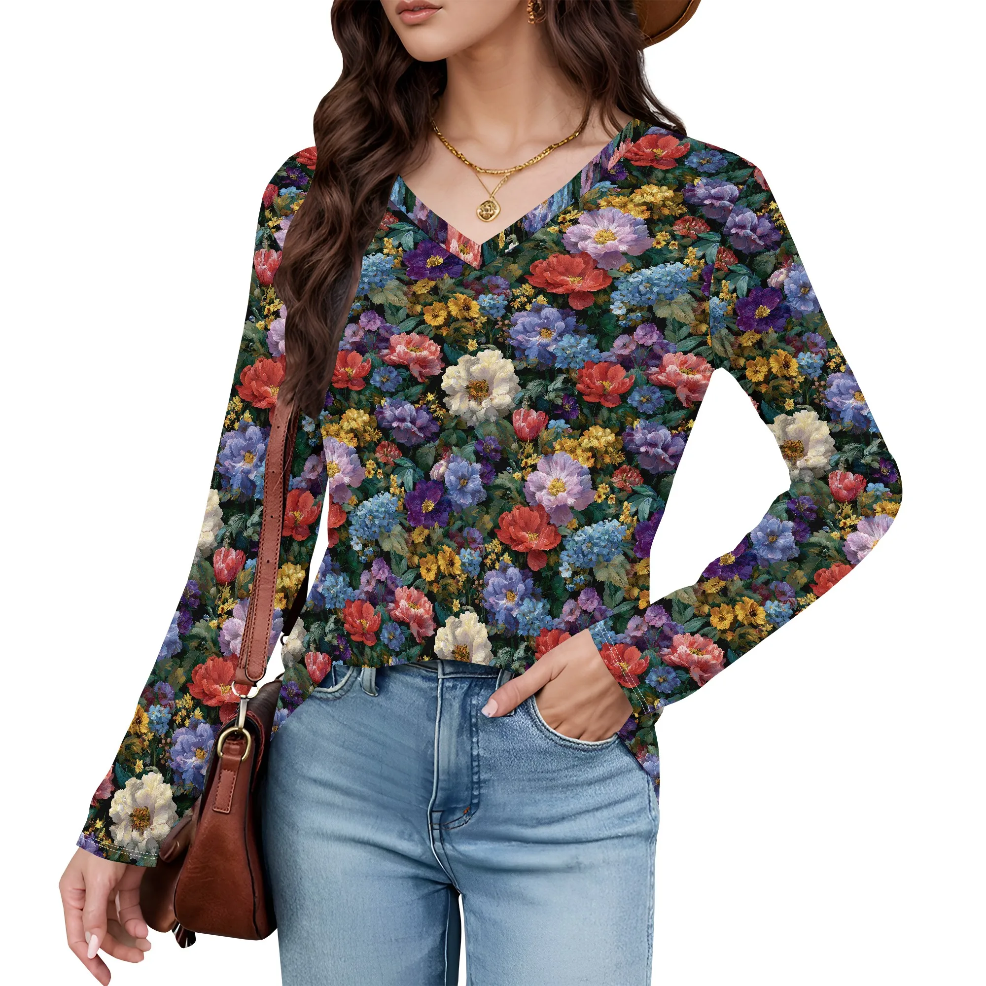 Camicetta da donna con maniche 3 a 4 maniche lunghe, tunica casual da lavoro, top con scollo a V, camicie casual eleganti e testurizzate