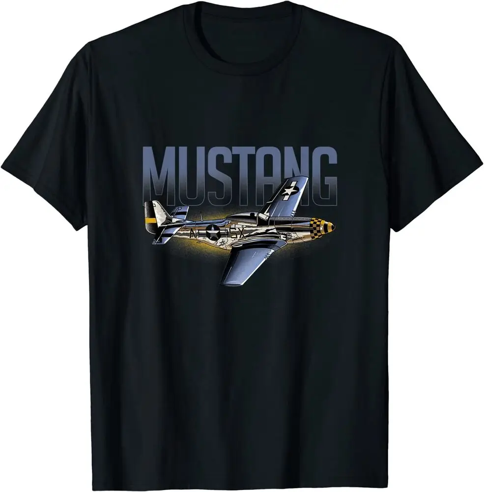 

American P51 Mustang World War II Military Airplane T-Shirt Short Sleeve Casual 100% Cotton Summer Tshirt