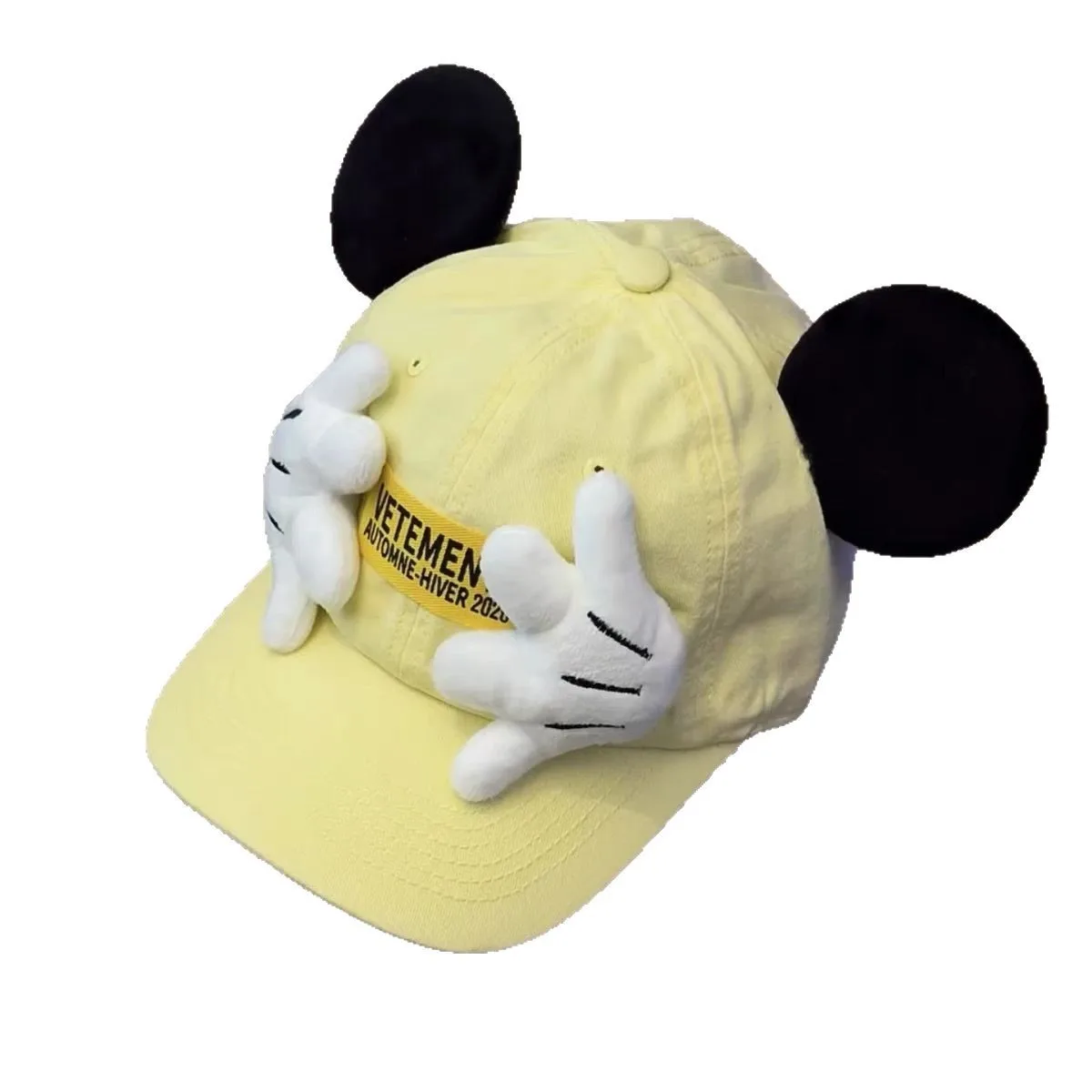 Gorra de béisbol de Mickey de dibujos animados de Disney, gorra de béisbol con orejas grandes y protección solar de palma bonita