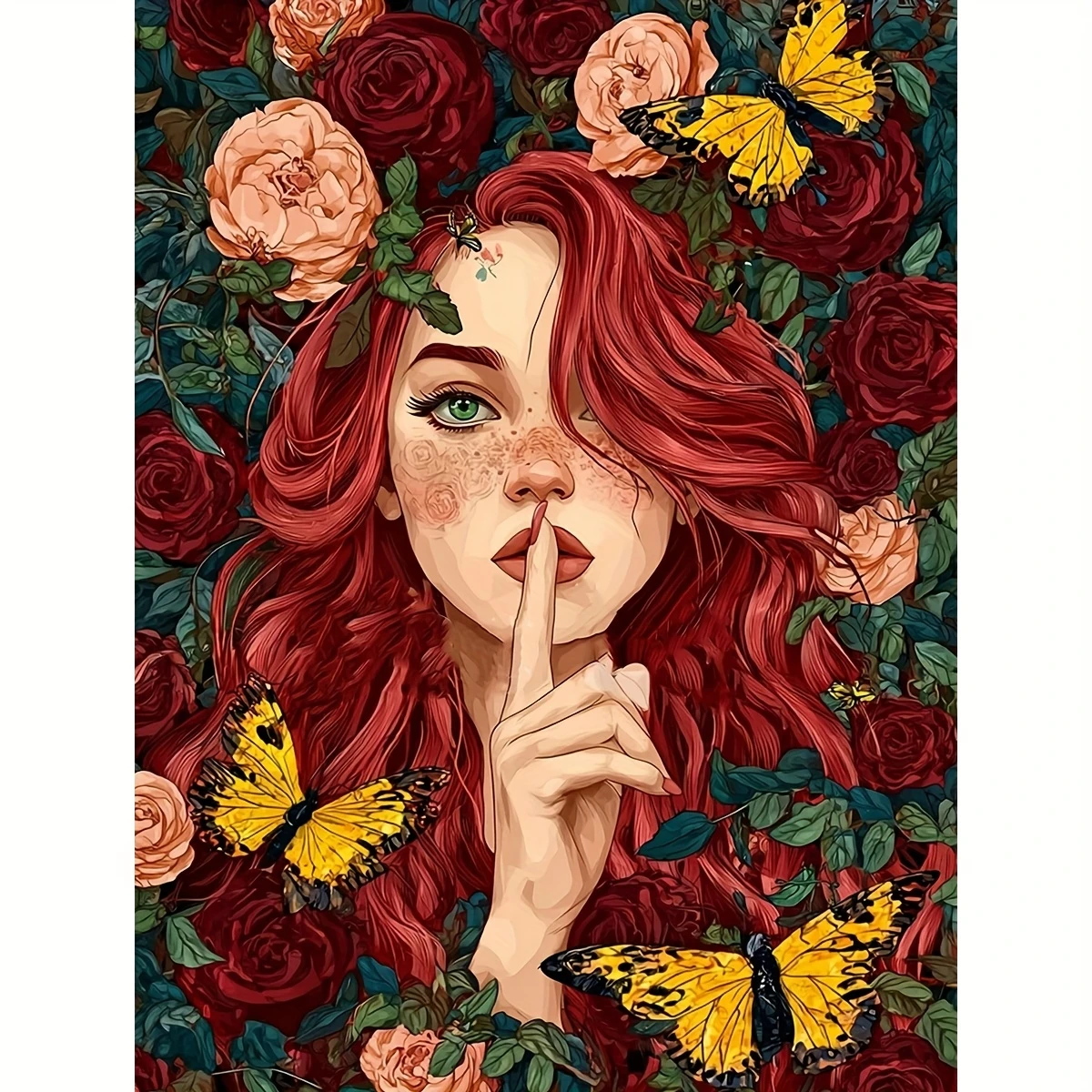 

Girl with Red Hair among the Flowers 500/1000/1200/2000 PCS Jigsaw Puzzles Family Activity Games for Gameroom Bedroom Home Decor