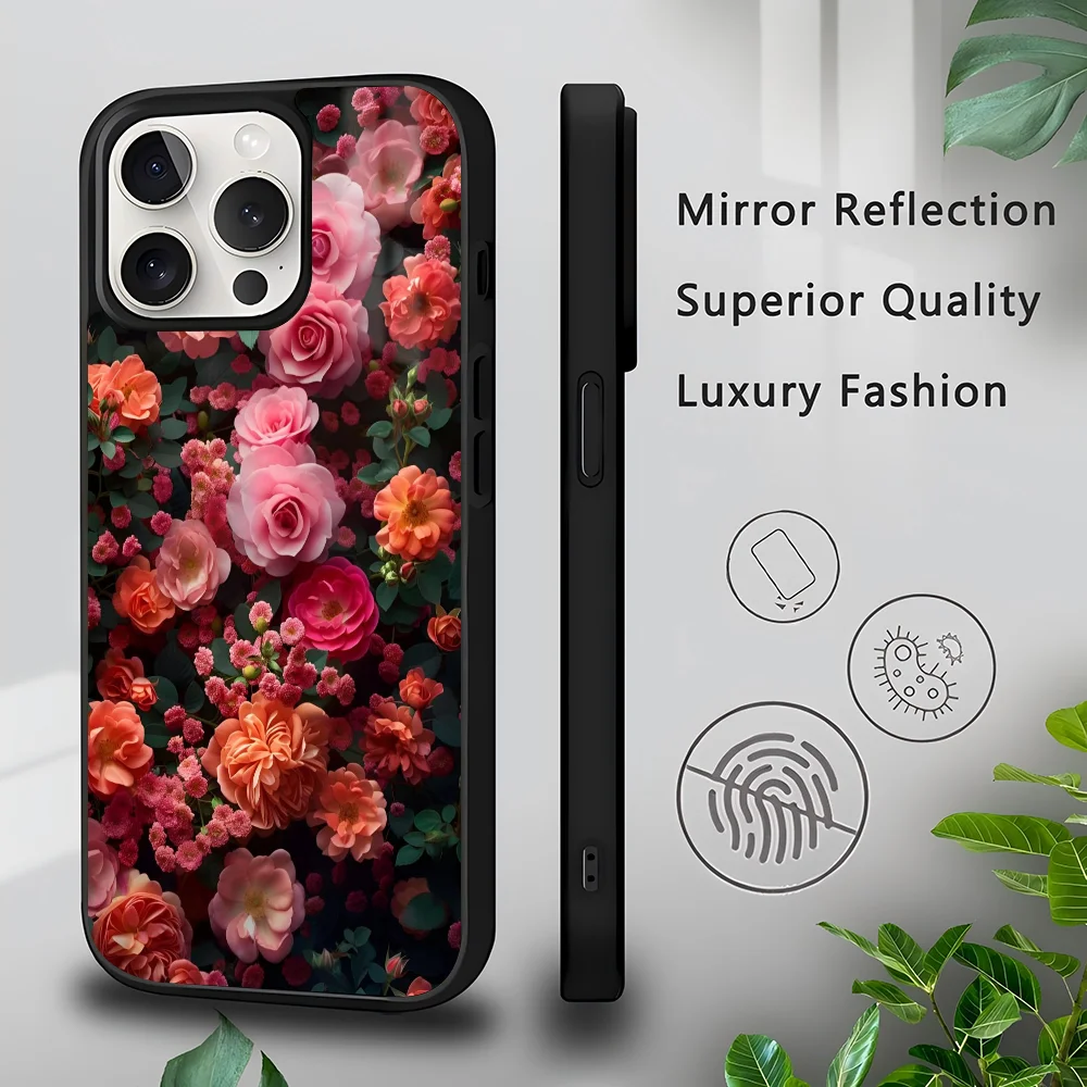 

Elegant Peony Flower Phone Case For IPhone 16 15 14 13 Pro Max 11 Mini Alex Mirror For Magsafe Wireless