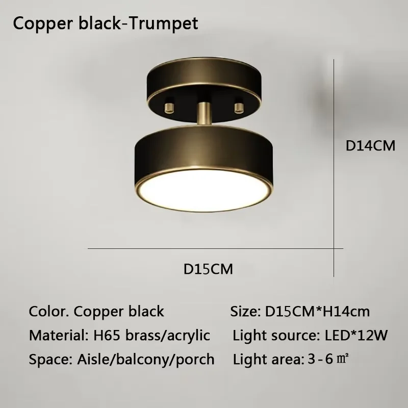 Moderne Led Plafondlamp Koperen Lamp Voor Slaapkamer Woonkamer Licht Nordic Ronde Goud Zwart Entree Gang Gangpad Decor Armatuur
