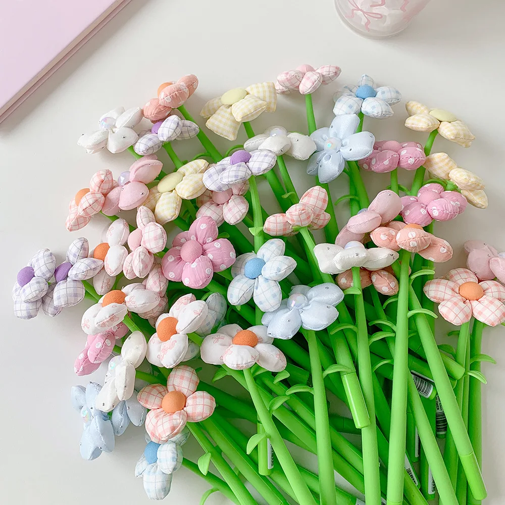 5/10pc Creative Cartoon Simulation Flower Ballpoint Pen 1.0mm Quick drying Gel Pen Student Stationery Teacher Day Party Gift Pen