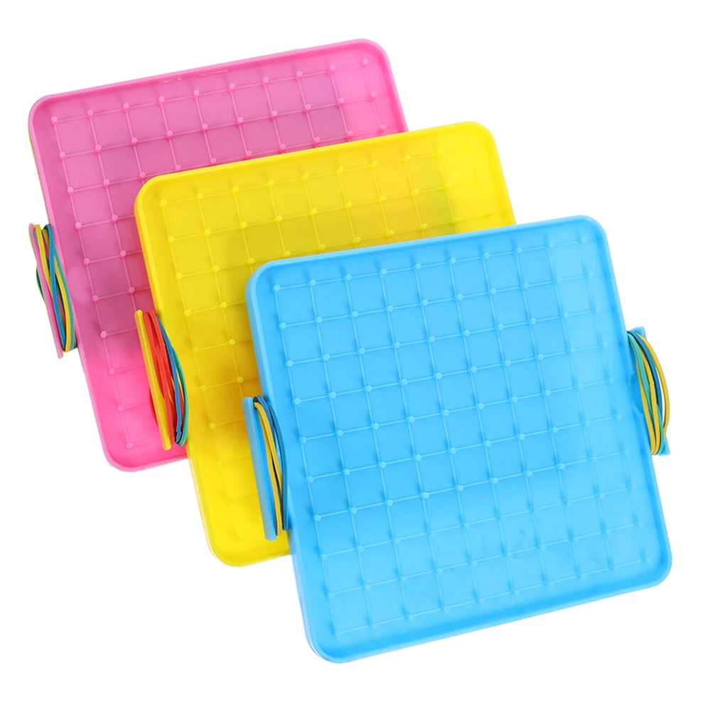 3pcs Student Pin Board Double Sided Geoboards 16cm Plastic Math Materials Classroom Toys Kids Educational Tools