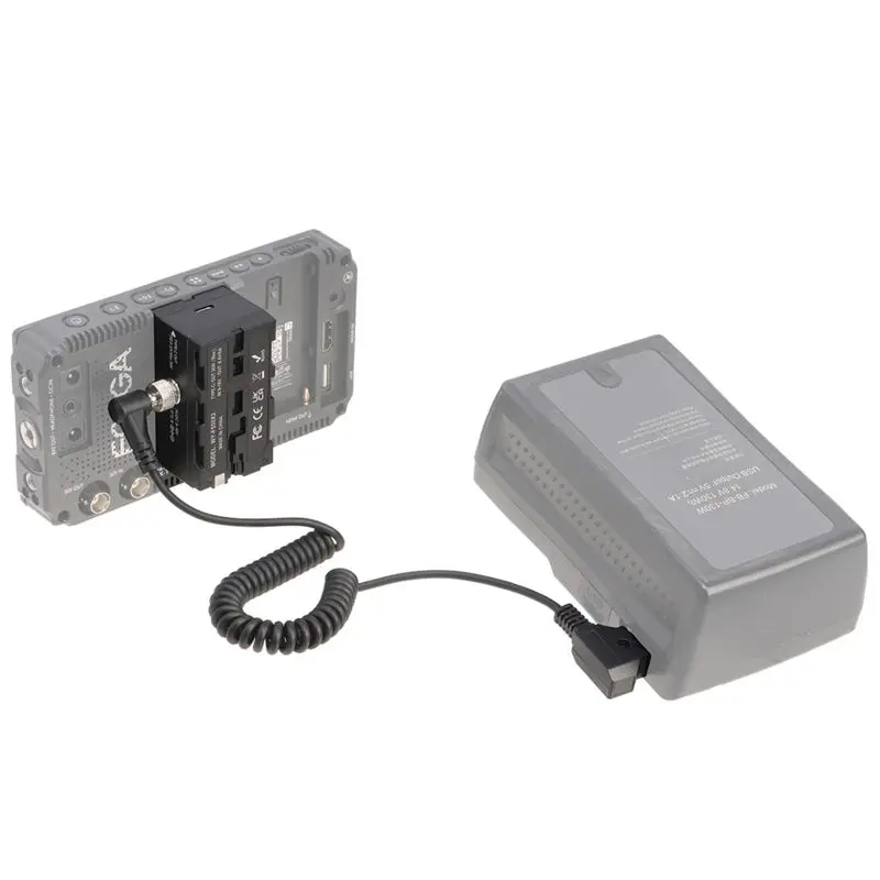X12A-D-TAP Connector To DC 5.5 X 2.5Mm Expandable Cable With Dual-Sided NP-F Dummy Battery Adapter For Camera Monitor