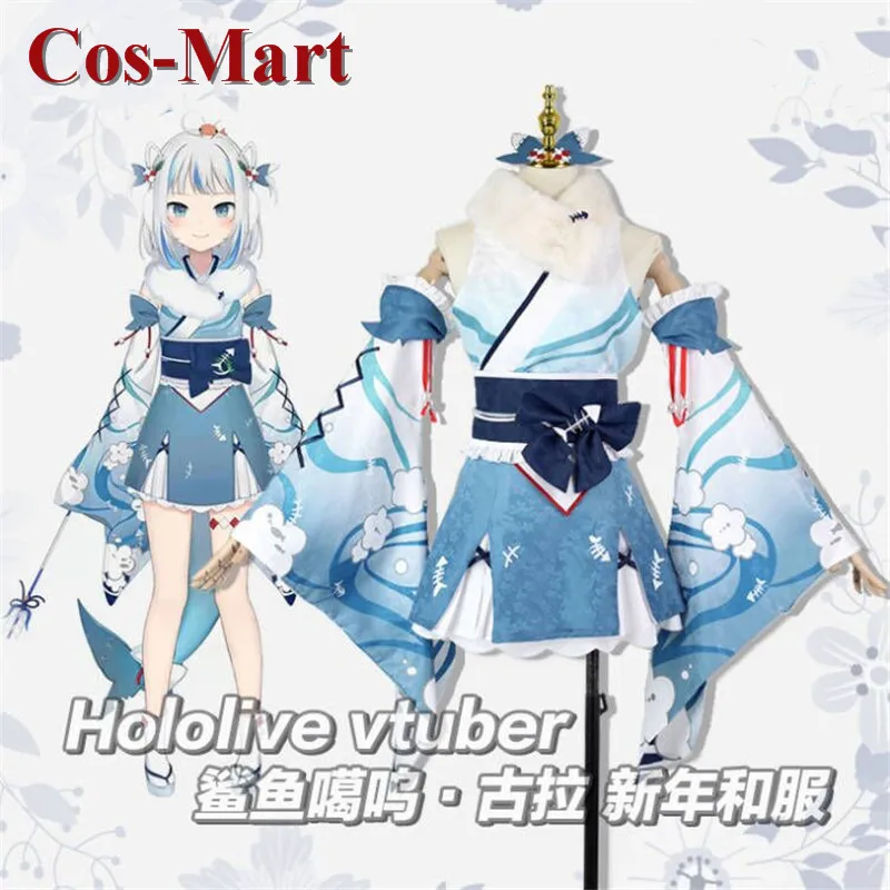 

Косплей Костюм косплея Cos-Mart аниме Vtuber Hololive Gawr Gura прекрасное Новогоднее кимоно униформа для визиток