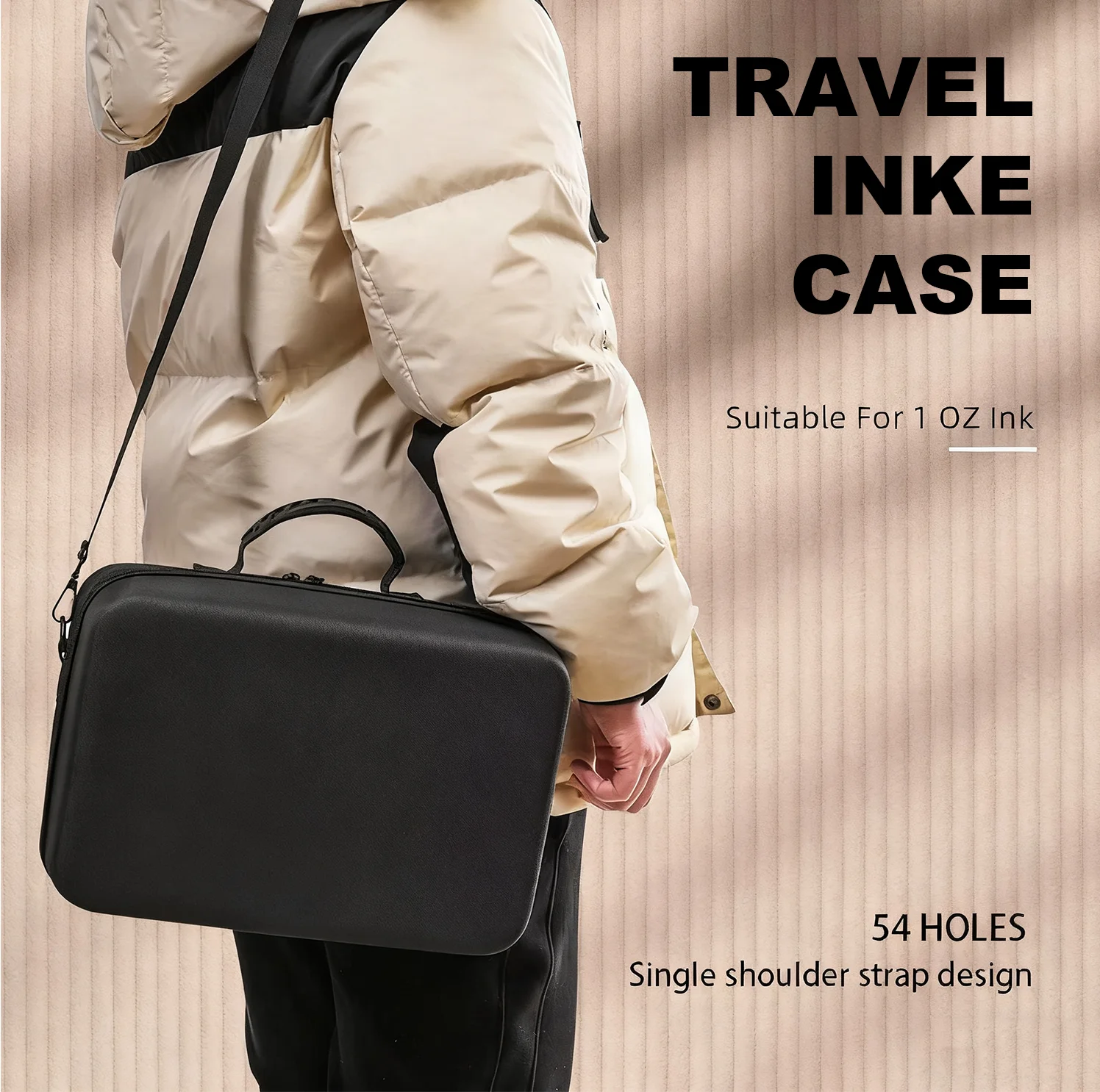 54 Holes Tattoo Ink Case Hard Shell EVA Shockproof Travel Organizer for 1oz Ink Bottles Professional Tattoo Accessories