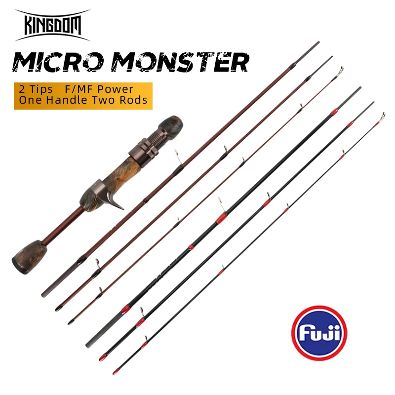 

Kingdom MicroMonster Trout Rod 1.55m 4 Section Casting Spinning FUJI Guide UL Light Travel Pole Fishing Lure Rod For Stream