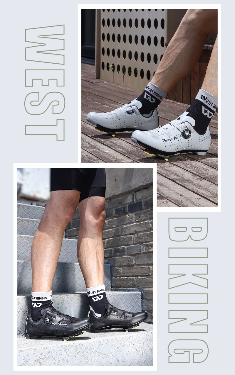 WEST BIKING Fahrradschuhe Herren, selbstsichernde Rennrad- und MTB-Schuhe, Schnellspannknopf, atmungsaktive Nylonsohle, Renn- und Outdoor-Sneaker – Detail 14