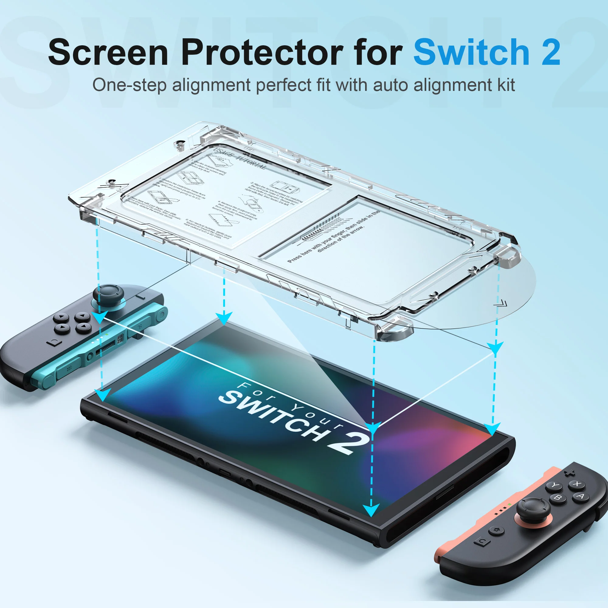2 Pack Screen Protector for Nintendo Switch 2 with Auto-Alignment Kit 9H Tempered Glass Ultra-Thin Transparent HD Clear