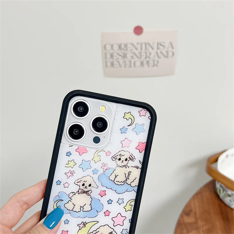 WF Cute Bear Duck Butterfly Wildflower Phone Case For iPhone 16 15 14 13 12 15 17 Pro Max Plus Ins Fashion WF Pink Bow Cat Shell
