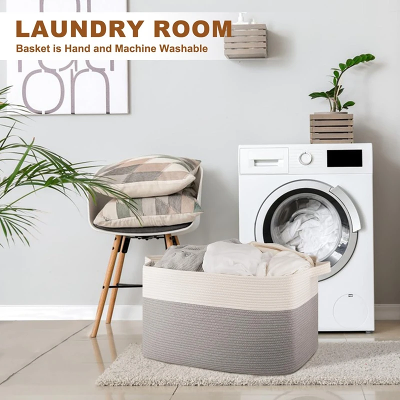 大型ランドリーバスケット、リビングルーム用ブランケットバスケット、収納バスケット、子供用おもちゃバスケット、衣類用織バスケット