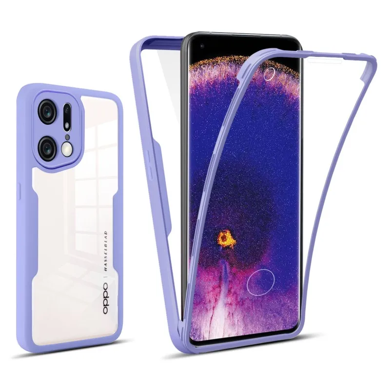 Double Sided Transparent Full Protection Case For OPPO Find X5 Pro Reno 5 Lite A94 A72 A74 A54 A53 A16 A36 A76 Shockproof Cover