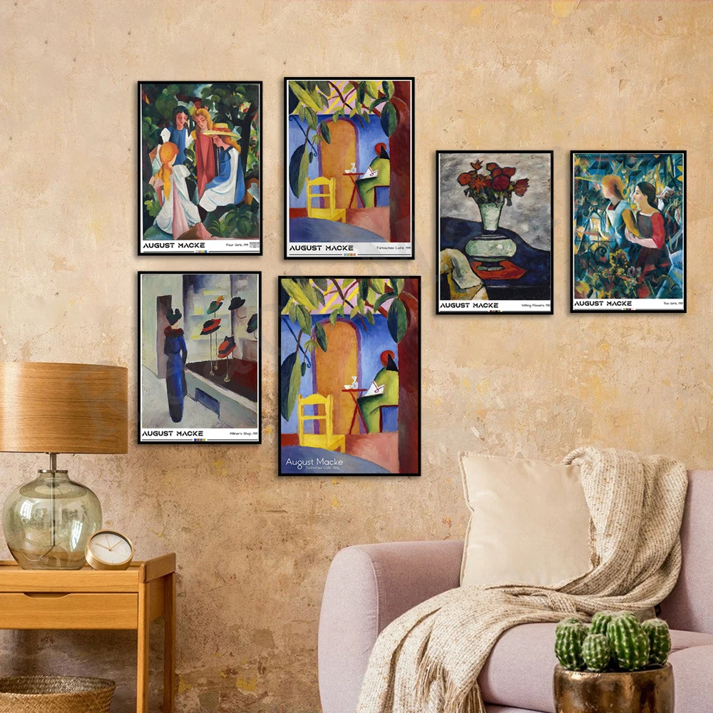 

August Macke - Milliner's Shop, Cafe Türkisches, 1910 Withered Flowers, Two Girls Vintage Exhibition Poster, German Expressionis
