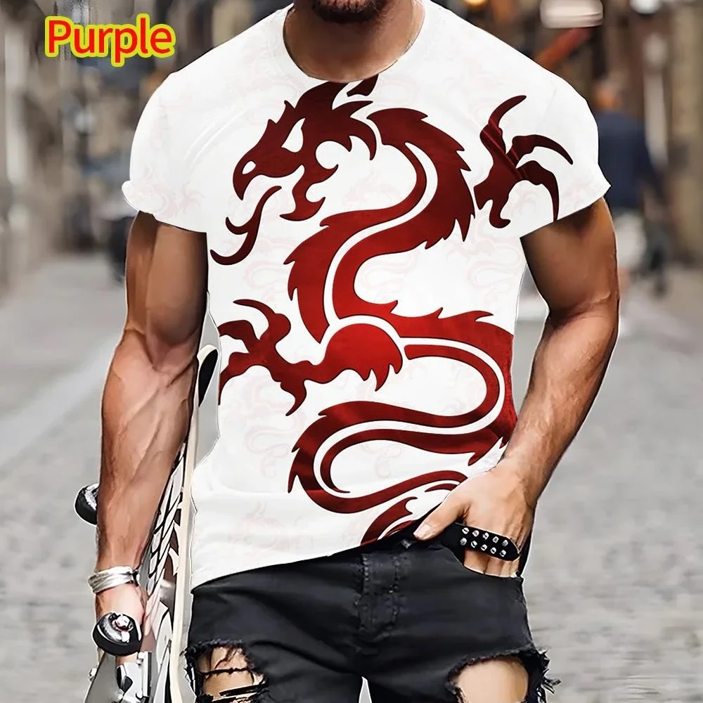 

Новая модная футболка с китайским драконом, мужская повседневная летняя футболка с 3D принтом в стиле хип-хоп, большой топ с короткими рукавами