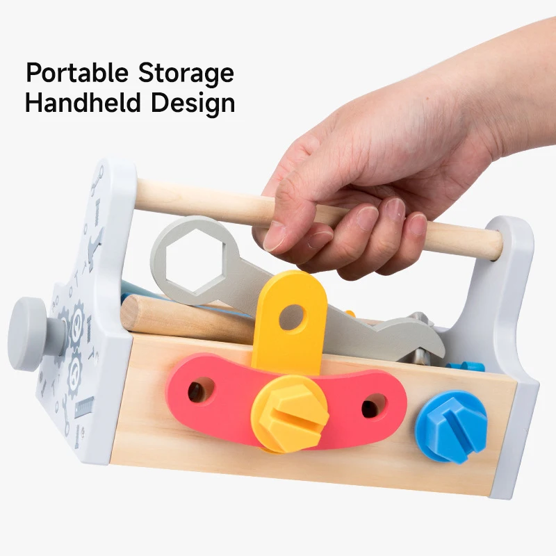 Children Toolbox Wooden Toys DIY Screw Repair Kit Toy Pretend Play Set Nut Disassembly Screw Assembly Tools Educational Toy Gift