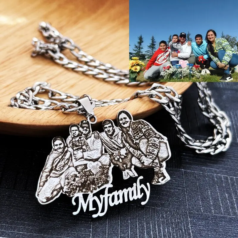 

Custom Engraved Photo Portrait Pendant Necklace Stainless Steel Personalized Customized Jewelry Family Gifts For Men Women