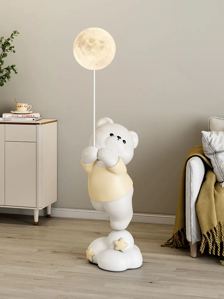 Home Decor 100cm Cute Lantern Bear Statue Decorations Nordic Living Room TV Cabinet Sofa Lamp Floor Decorative Sculpture Gift