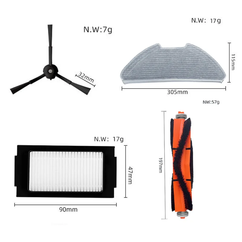 Fit For Xiaomi Mijia Robot Vacuum-Mop Pro MJSTS1 / MJSTS 2 Pro Robot Vacuum Cleaner Main Side Brush Mop Cloth Hepa Filter Parts