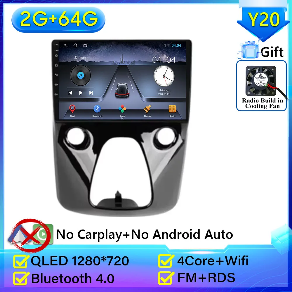 Voor Toyota Aygo Peugeot 108 Citroen C1 2016-2020 Autoradio Android 16 Navigatie GPS Android Auto Stereo Carplay scherm Unit 2 K