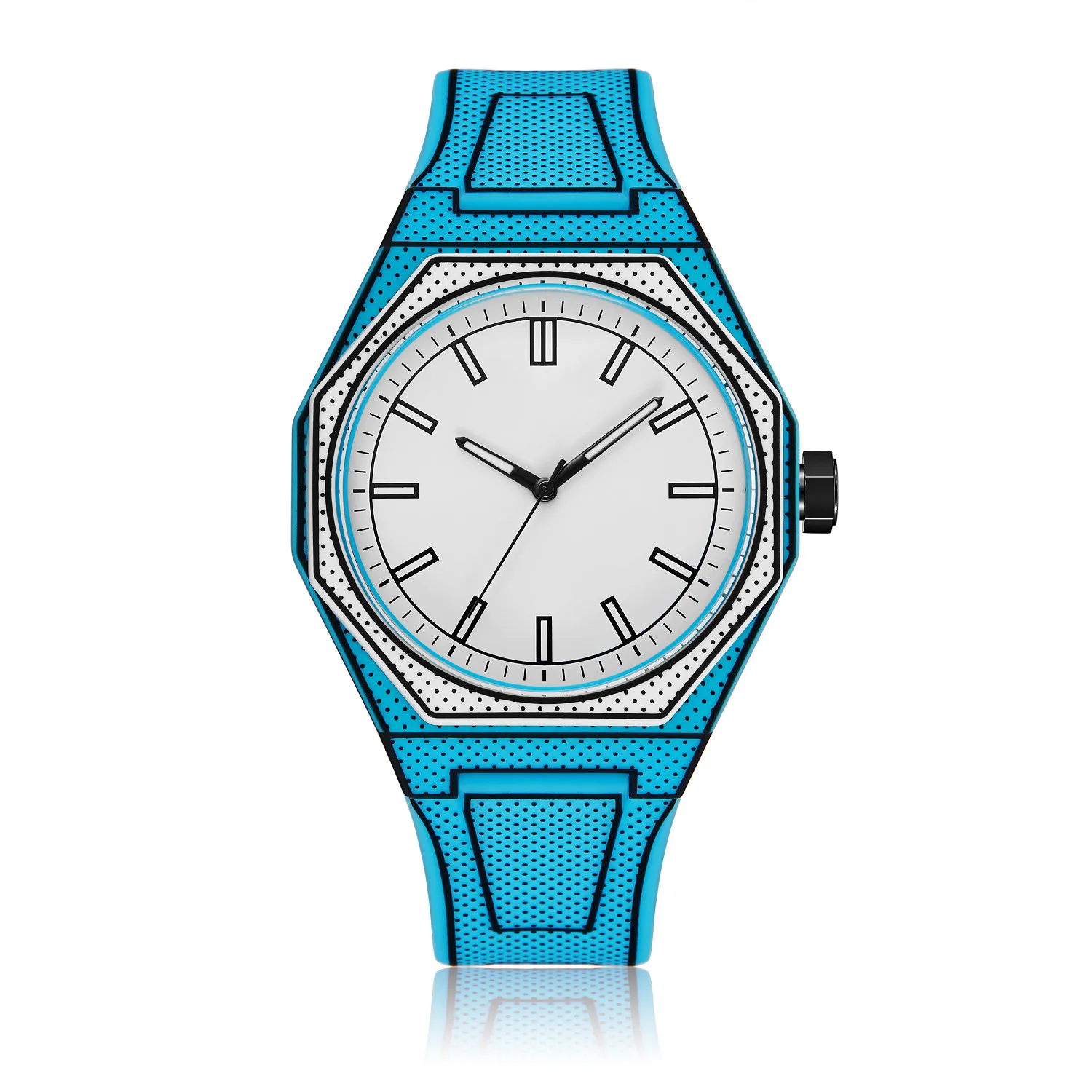 New Men\'s Watches Orange Blue Quartz Watch for Man Creativity 3D Style Wristwatch Male Date Week Leisure
