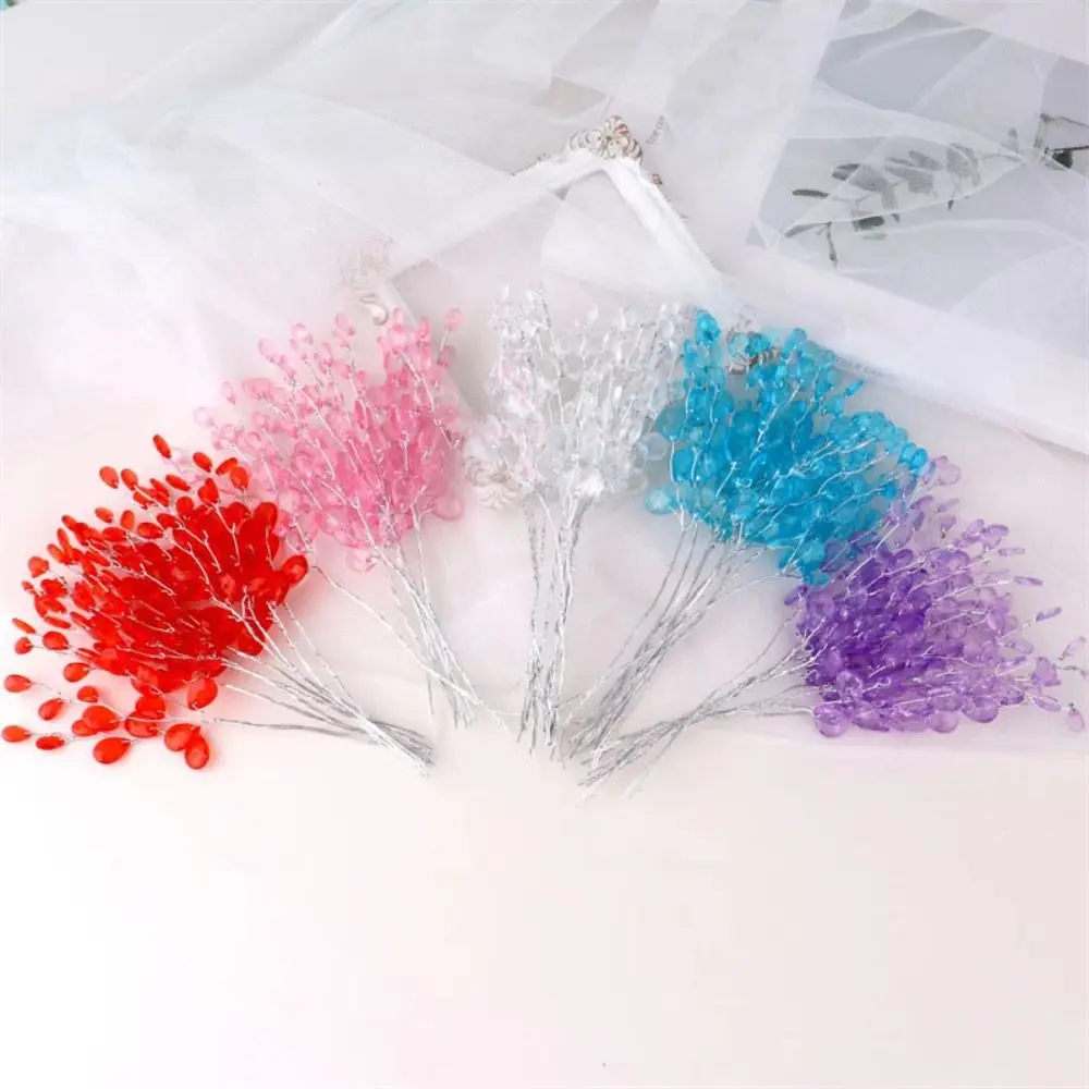 

50PCS Craft Decoration Crystal Bud Branches Wedding Party Bridal Tiara Artificial Bouquet DIY For Home Crystal Flower Twigs
