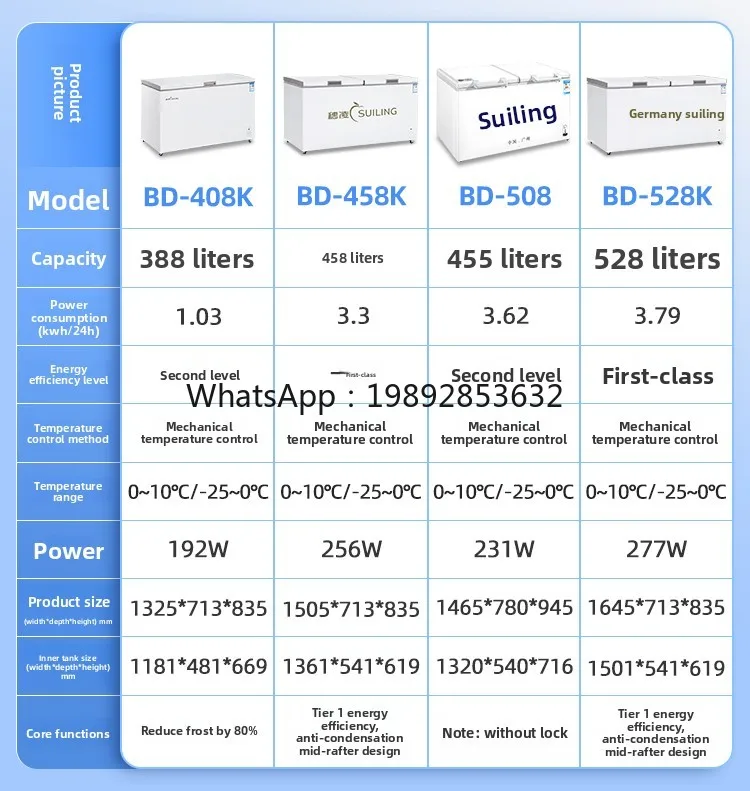ZZ Freezer Commercial Freezer Large Capacity Horizontal Refrigerator Refrigerated Freezer Dual-use First-class Energy
