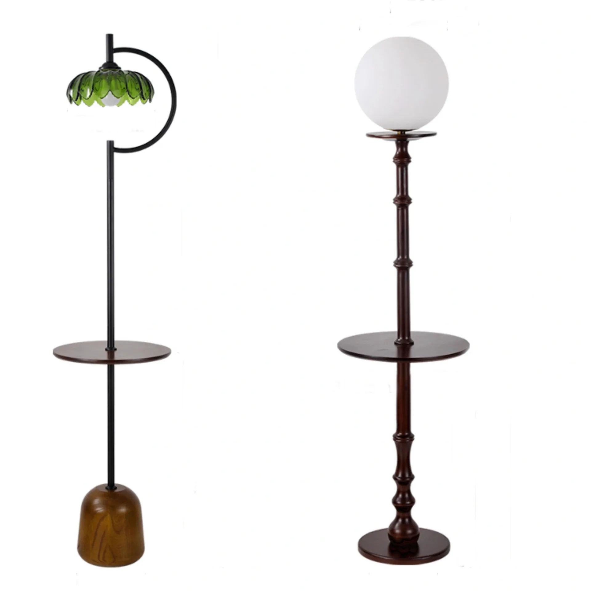 مصباح أرضي لطاولة القهوة بتصميم عتيق من العصور الوسطى لغرفة المعيشة وأريكة جانبية وغرفة النوم الأمريكية مصباح مكتبي للتخزين من الخشب الصلب #2