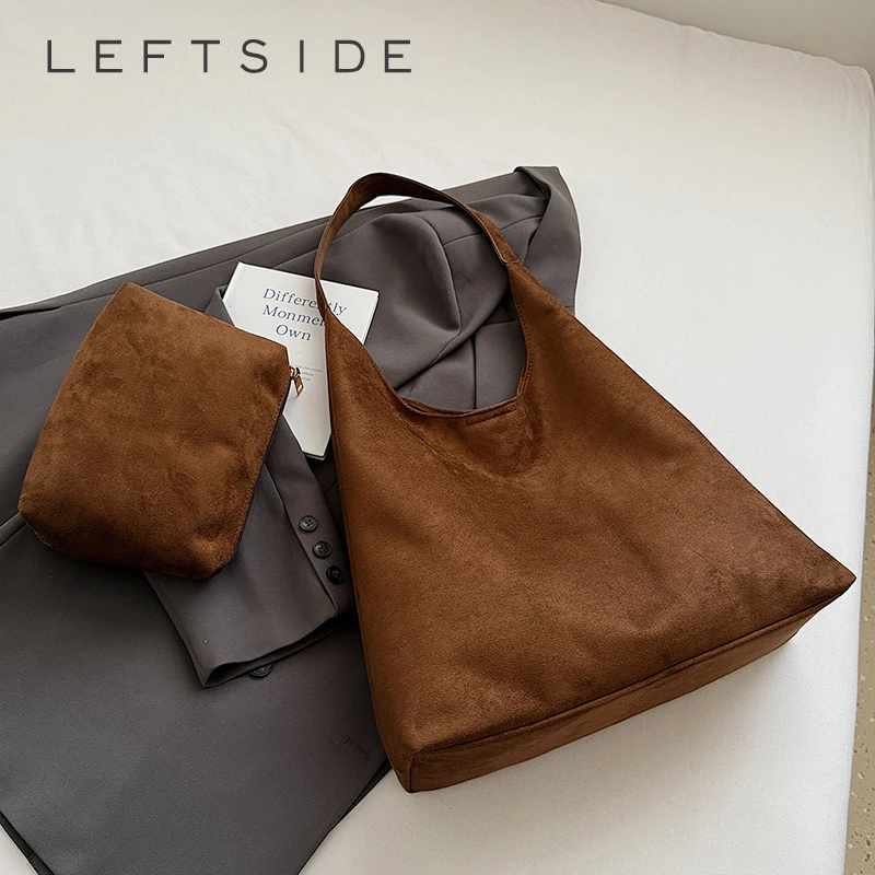 

Левая сторона, женская большая вместительная сумка подмышки из искусственной замши, новинка зимы 2025, ретро сумка на плечо, роскошные дизайнерские сумки и кошельки