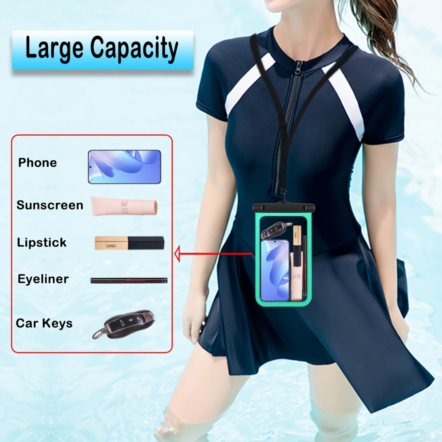 

Waterproof Mobile Phone Bag, Large Capacity, Double-sided HD Perspective, Outdoor Activities such as Camping, Kayaking, Swimming