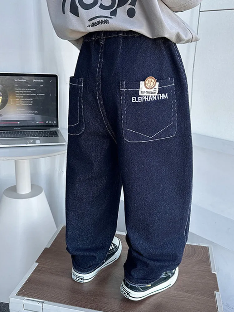 

Джинсы для мальчиков весной и осенью. Детские повседневные брюки, красивые и универсальные, брюки для мальчиков, уличный стиль, От 2 до 8 лет.