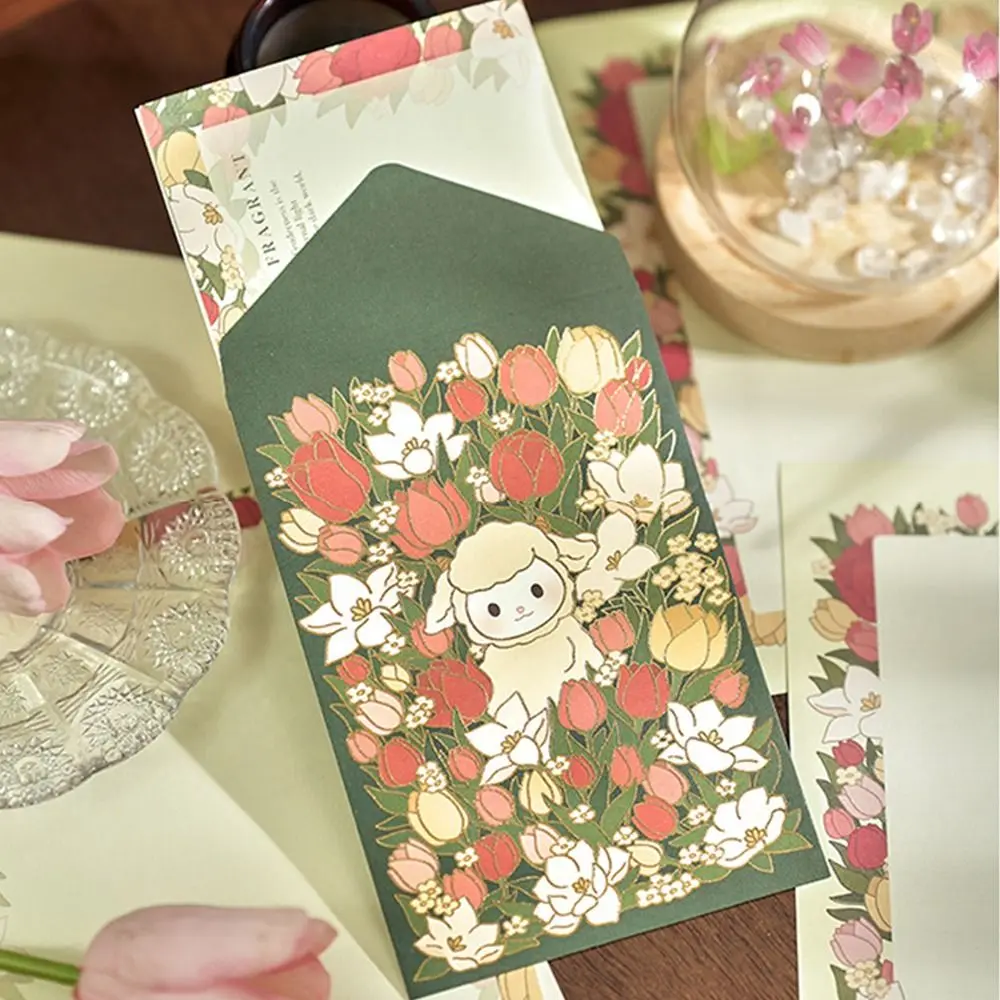 Wielokolorowy kwiatowy wzór Zestaw kopert na karty Różnorodne wzory Papier do pisania z kopertami Artykuły papiernicze Szkolne materiały biurowe