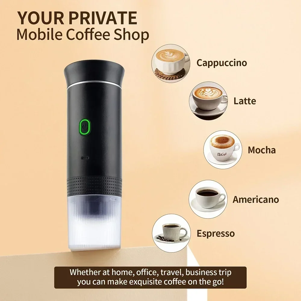 Portable Italian Espresso Machine for Car & Home 3-in-1 Capsule Powder Travel Coffee Maker Electric Portable Coffee Machine