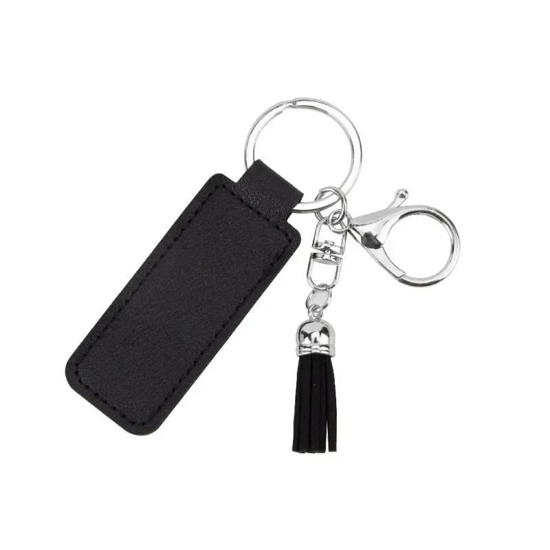 Personalized Key Keyring PU Leather Customized LOGO Keychain Blank Laser Engrave Hotel Room Number Car Key Ring Company Gift