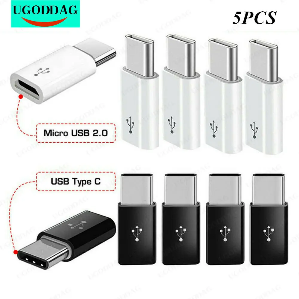 5Pc Nieuwe Micro Usb Female Naar Type C Male Adapter Converter Micro-B Naar USB-C Connector Opladen Adapter telefoon Accessoires