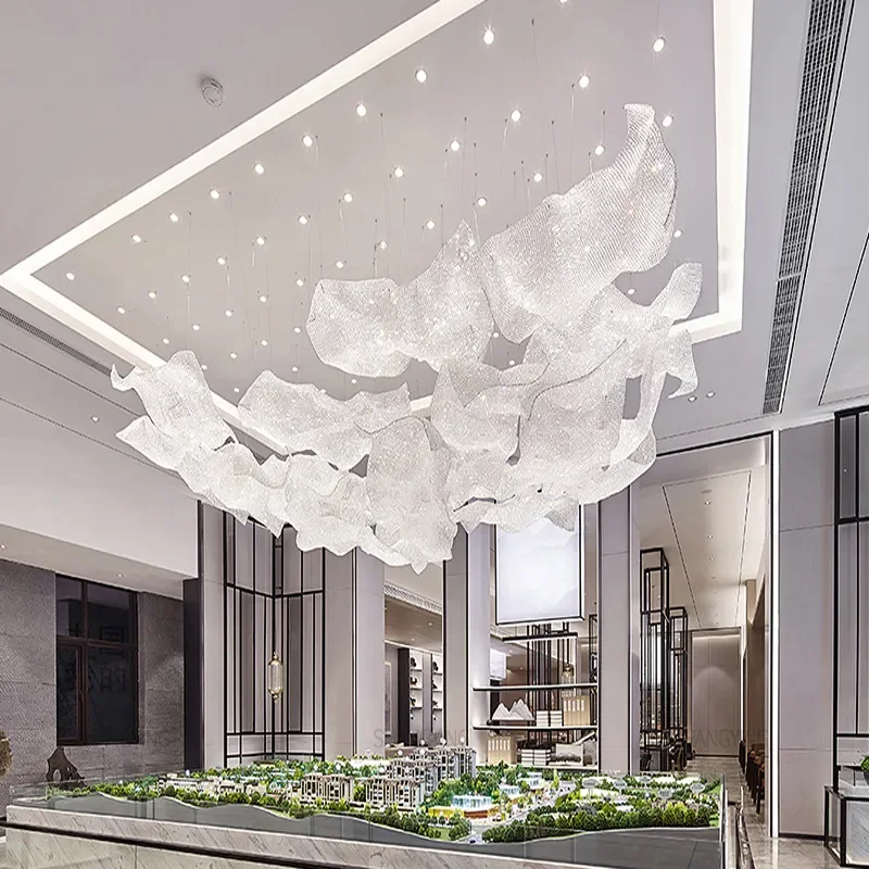 for Hotel Lobby Sales Department Decorative Lighting Club Hall Welcome Building Pineapple Bead Mesh Ribbon Project Crystal