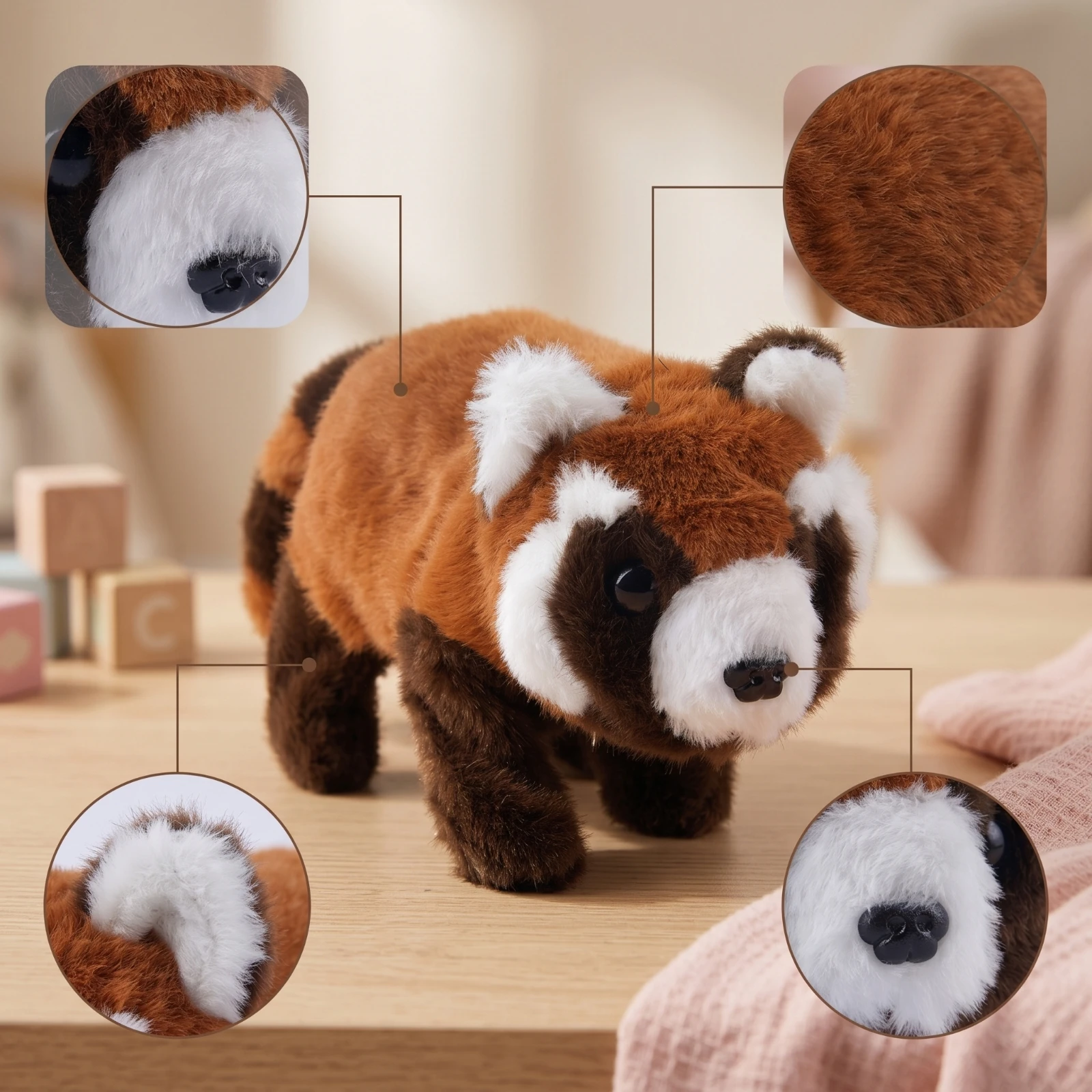 

Raccoon Stuffed Toy Walking Raccoon Stuffed Animal Electric Stuffed Toy Interactive Battery-Operated for Children, Playroom