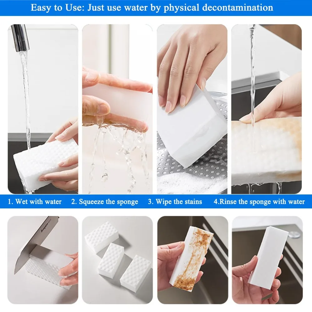 High Density Magic Sponge Eraser New Sponge Decontamination Scourers Pads 2x Compression Hygroscopic Sponge Foam Kitchen